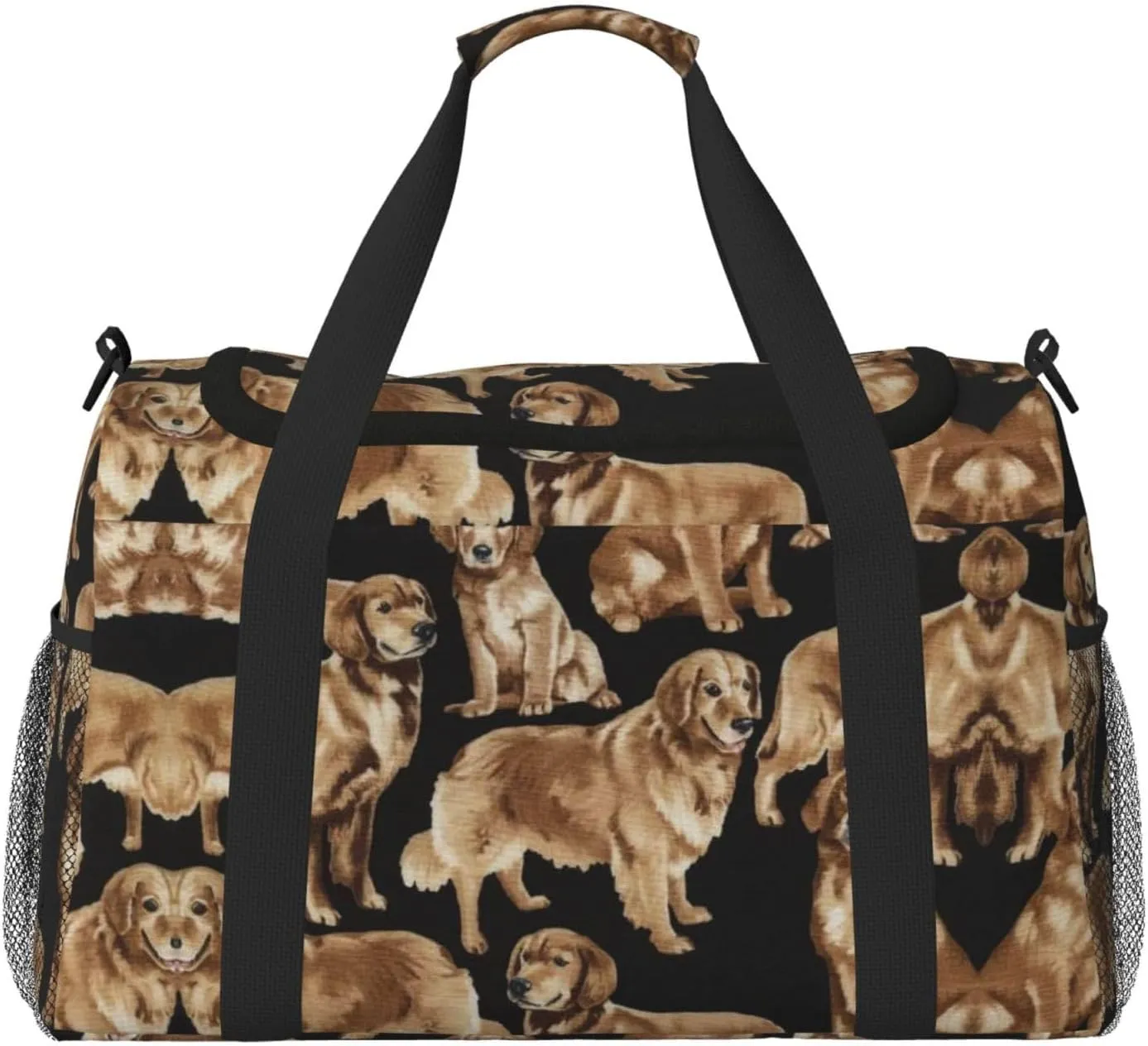 Golden Retrievers print Large Canvas Travel Duffel Bag Weekender Bags for Women Overnight Bag Carry On Tote Bag