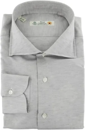 Grey Patterned Button Down Spread Collar Cotton Blend Slim Fit Dress Shirt, Size Large 17