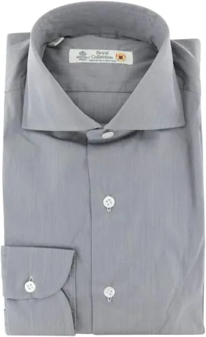 Grey Patterned Button Down Spread Collar Cotton Blend Slim Fit Dress Shirt, Size Small 15
