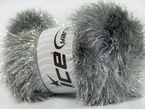 Grey, Silver Eyelash Dazzle - Eyelash Yarn with Metallic Sparkle, 100 Gram (3.53 Ounces) 110 Meters (120 Yards)