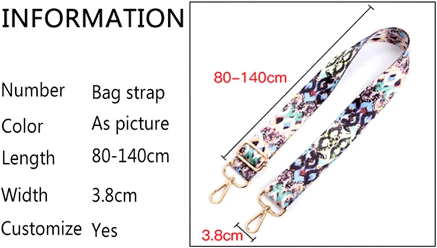 GRFIT Bag Strap 140cm Cotton/Nylon Strap for Bag Messenger Messenger Sling Bag Strap Width 3.8cm Crossbody Bag Straps for Bag Shoulder Strap (Color : A1)