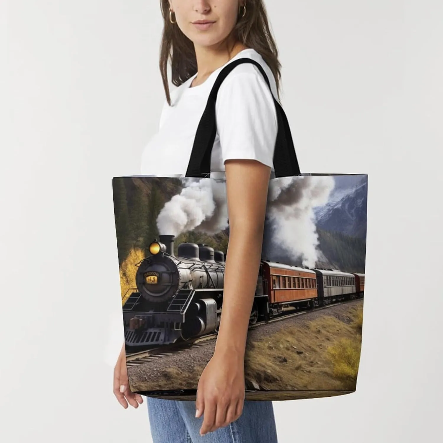 Grocery Bag Reusable Tote Bag Foldable Teal And Gold Marble Shopping Bag Handbag Washable Shoulder Bag for Travel