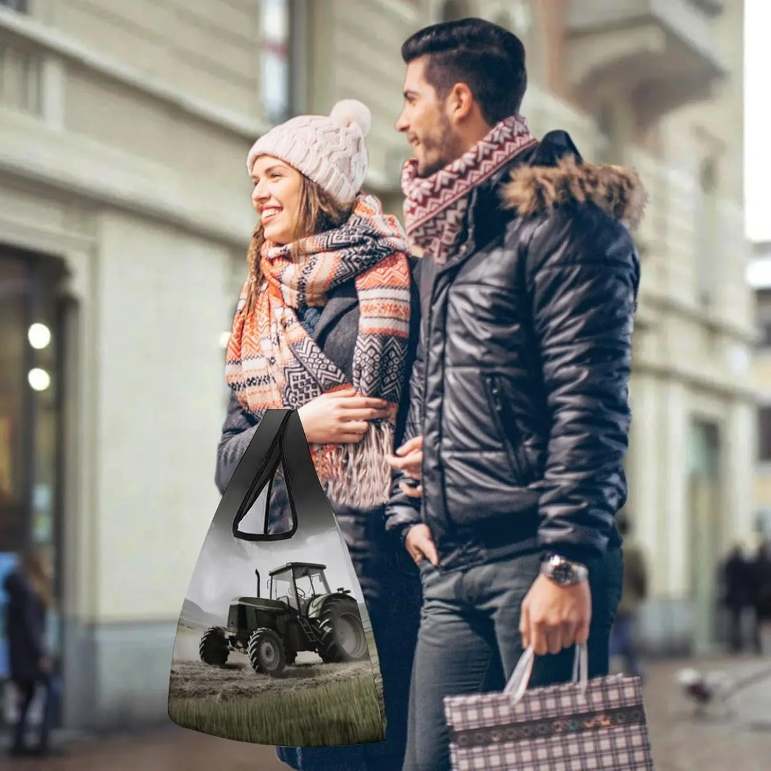 Grocery Bag Reusable Tote Bag Foldable Teal And Gold Marble Shopping Bag Handbag Washable Shoulder Bag for Travel