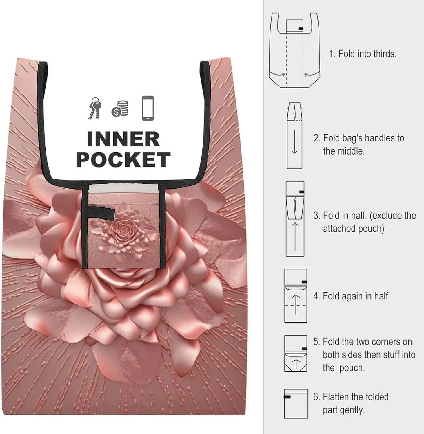 Grocery Bag Reusable Tote Bag Foldable Teal And Gold Marble Shopping Bag Handbag Washable Shoulder Bag for Travel