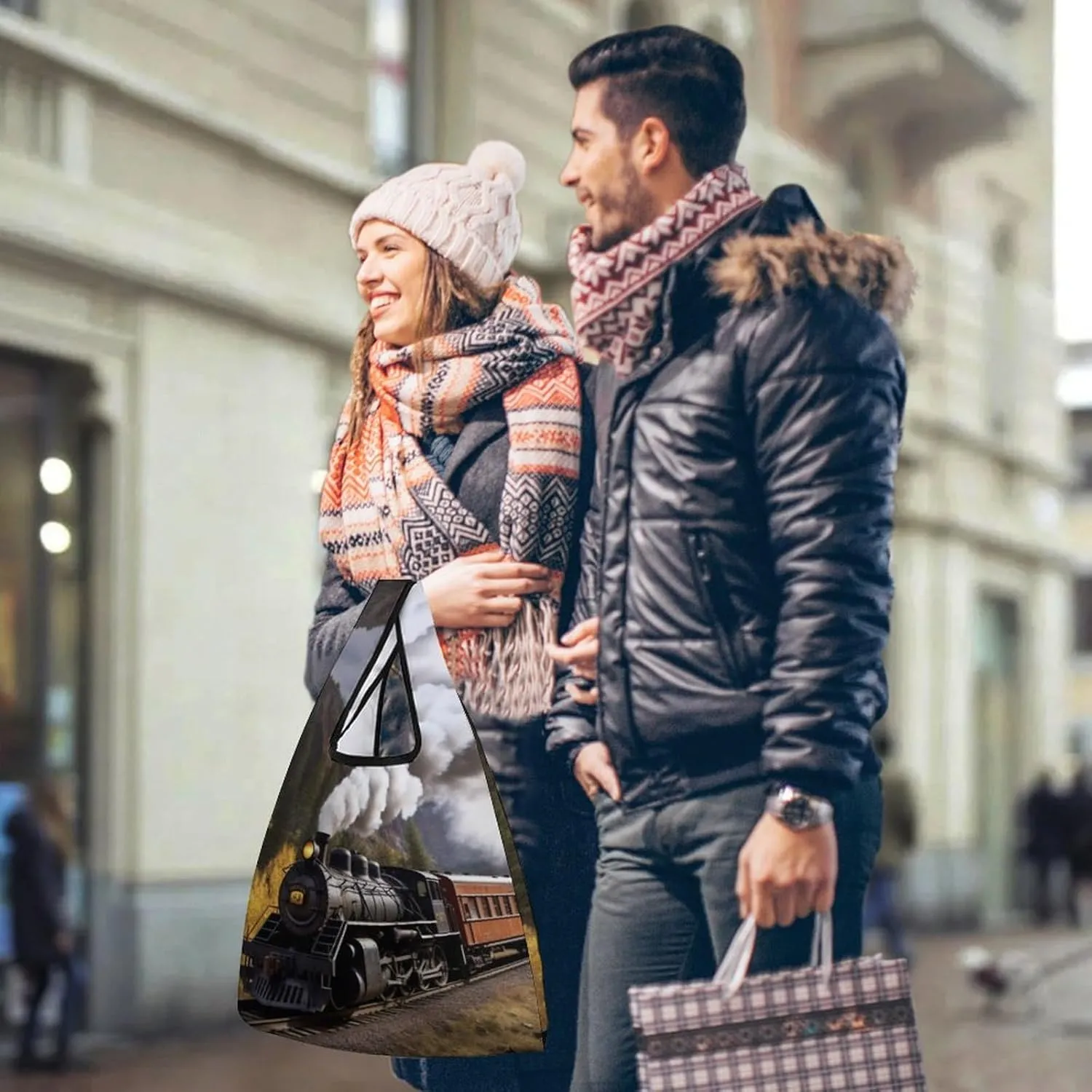 Grocery Bag Reusable Tote Bag Foldable Teal And Gold Marble Shopping Bag Handbag Washable Shoulder Bag for Travel