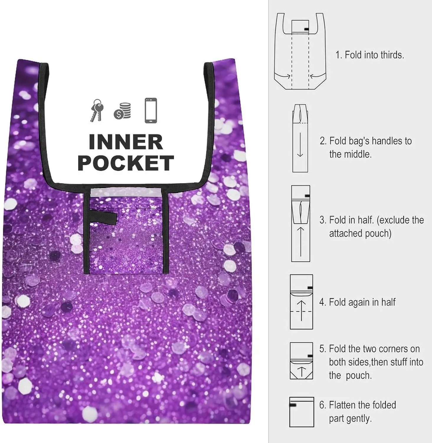 Grocery Bag Reusable Tote Bag Foldable Teal And Gold Marble Shopping Bag Handbag Washable Shoulder Bag for Travel