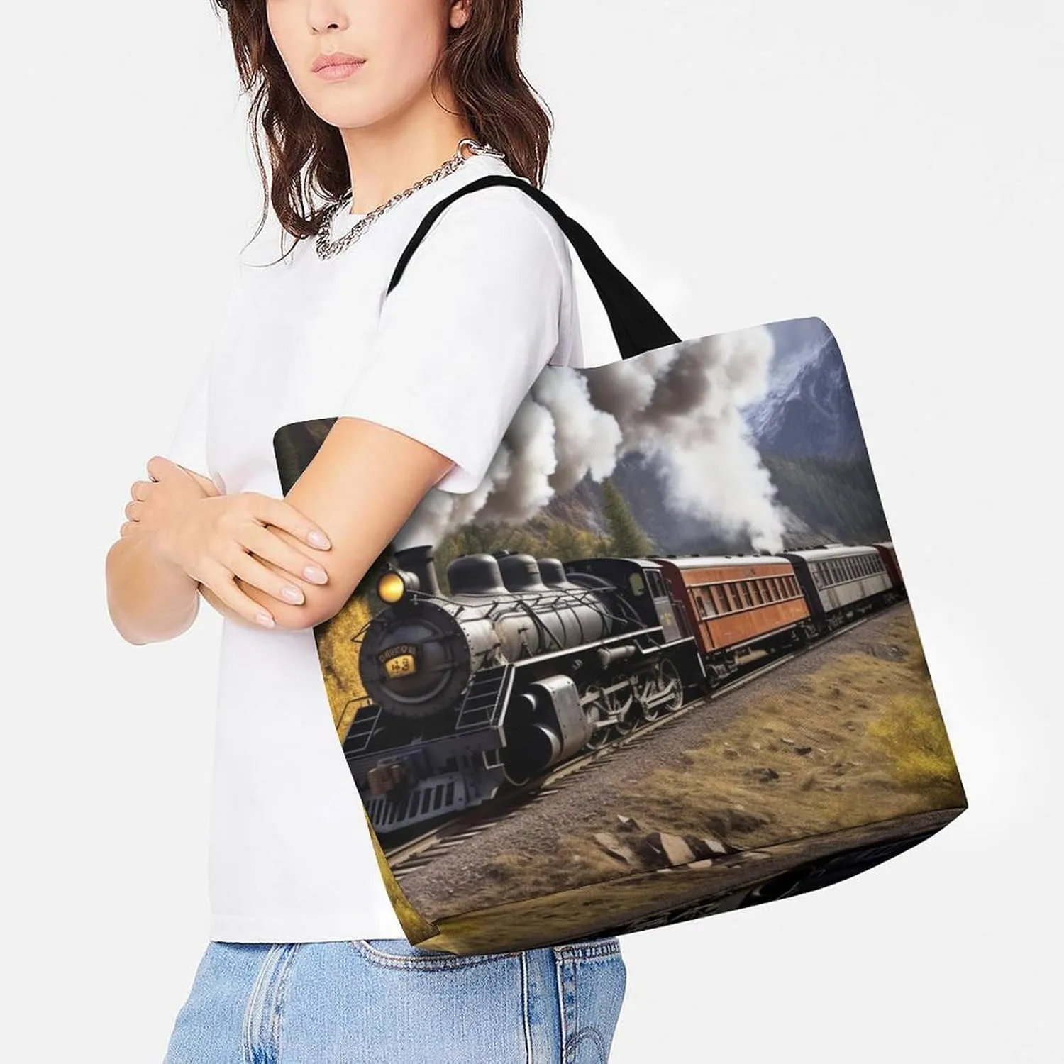 Grocery Bag Reusable Tote Bag Foldable Teal And Gold Marble Shopping Bag Handbag Washable Shoulder Bag for Travel