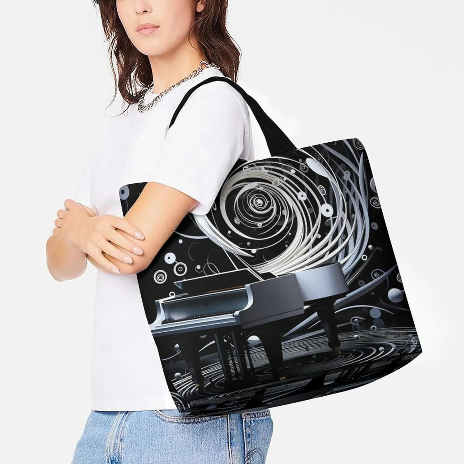 Grocery Bag Reusable Tote Bag Foldable Wild Elk Shopping Bag Handbag Washable Shoulder Bag for Travel