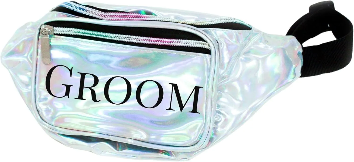 Groom Holographic Metallic Fanny Pack (Silver)