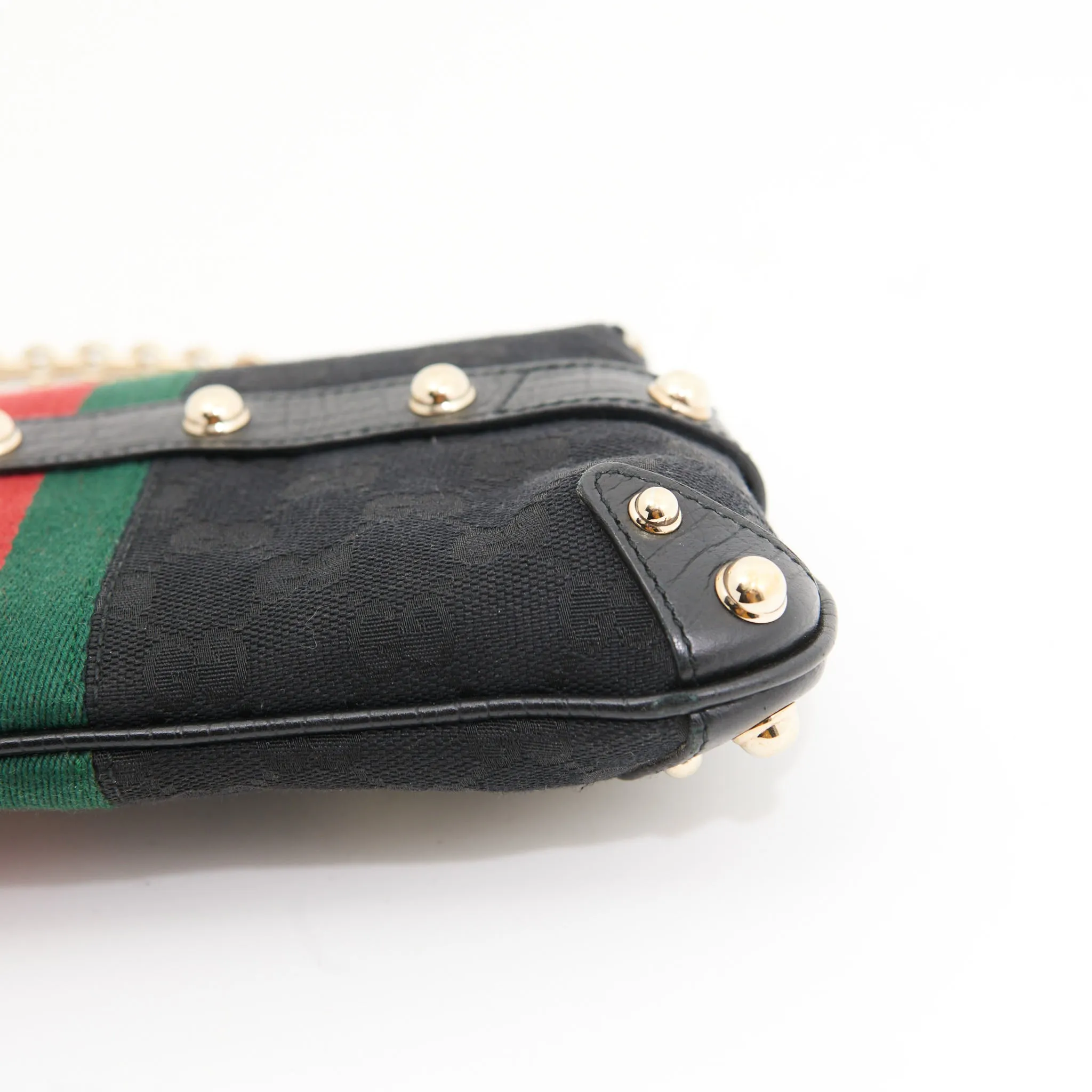 Gucci Vintage Canvas Horsebit in Black Gucci Monogram GHW