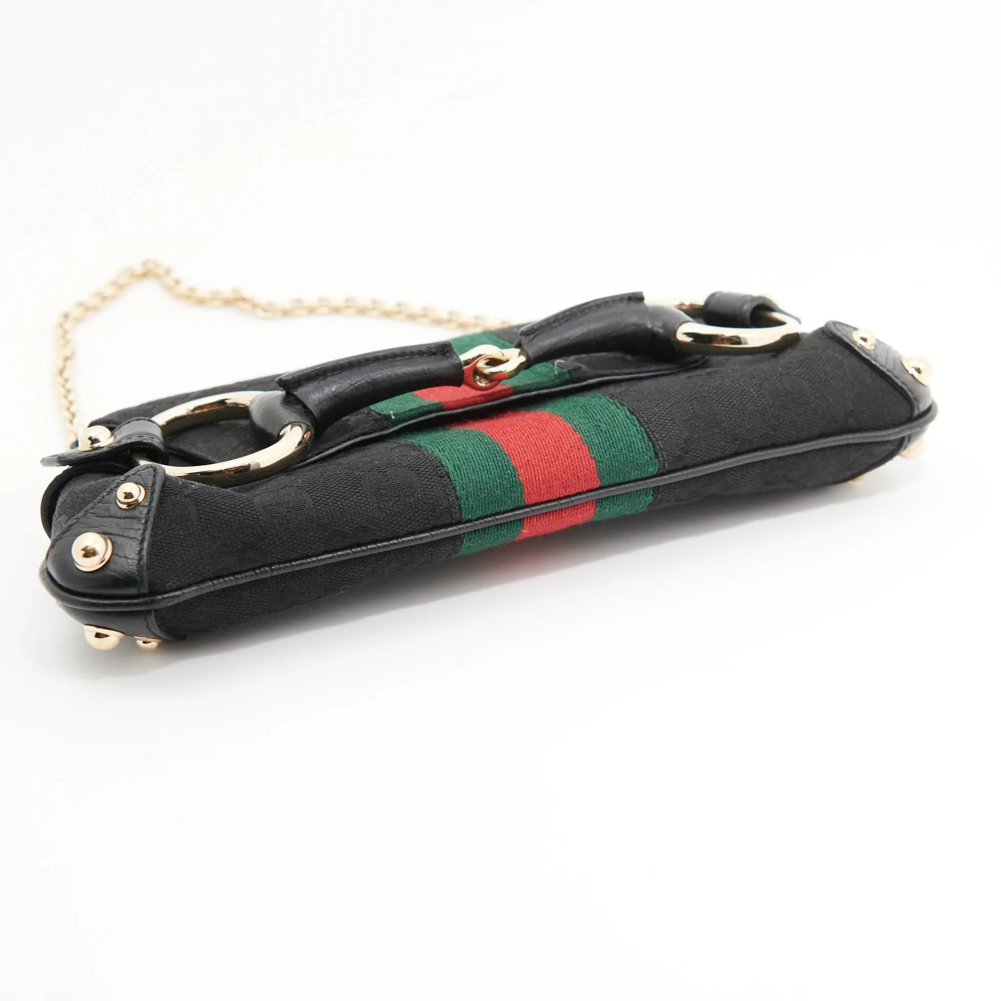 Gucci Vintage Canvas Horsebit in Black Gucci Monogram GHW