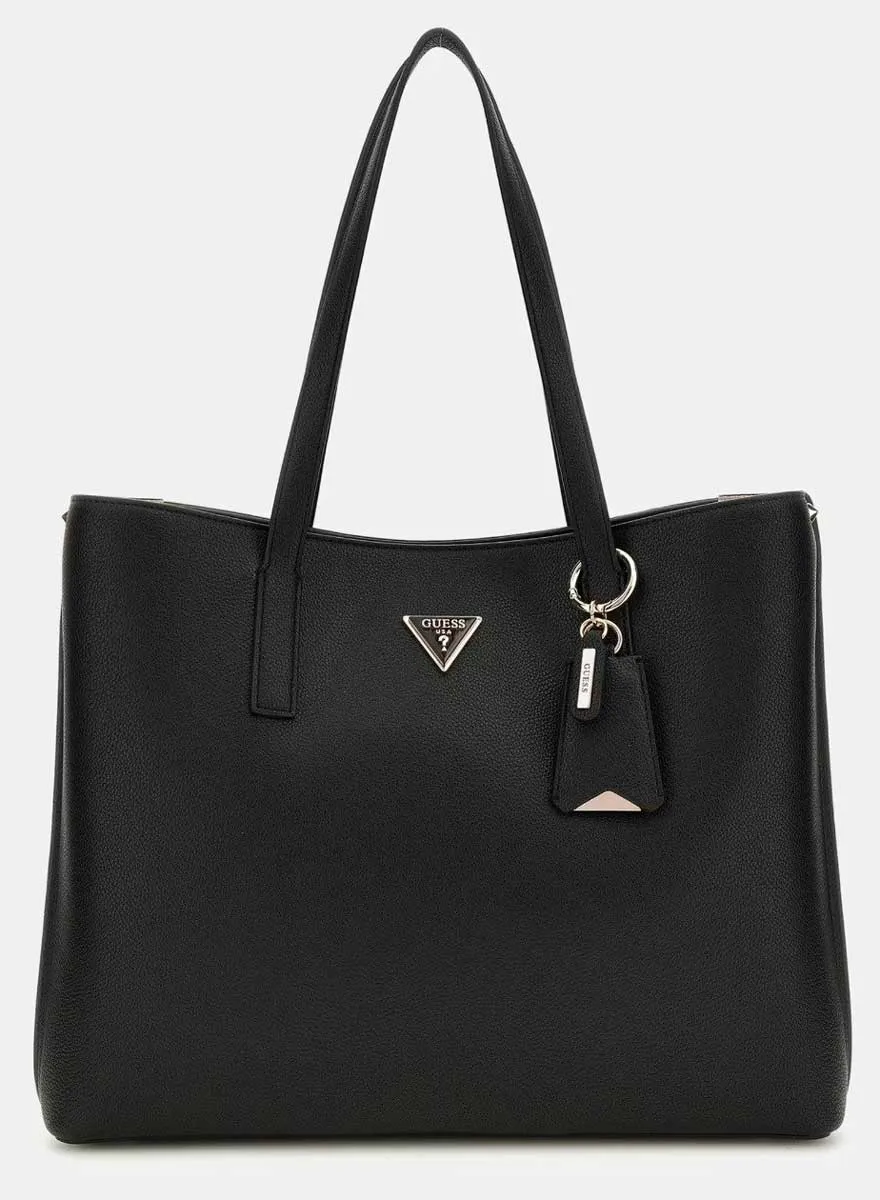 Guess Meridian Triangle Logo Shopper Bag In Black For Women