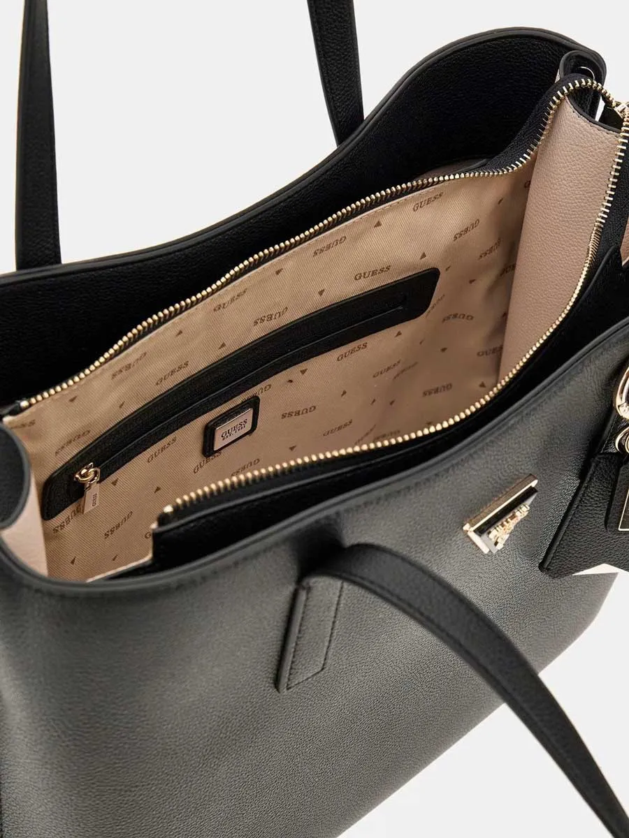 Guess Meridian Triangle Logo Shopper Bag In Black For Women