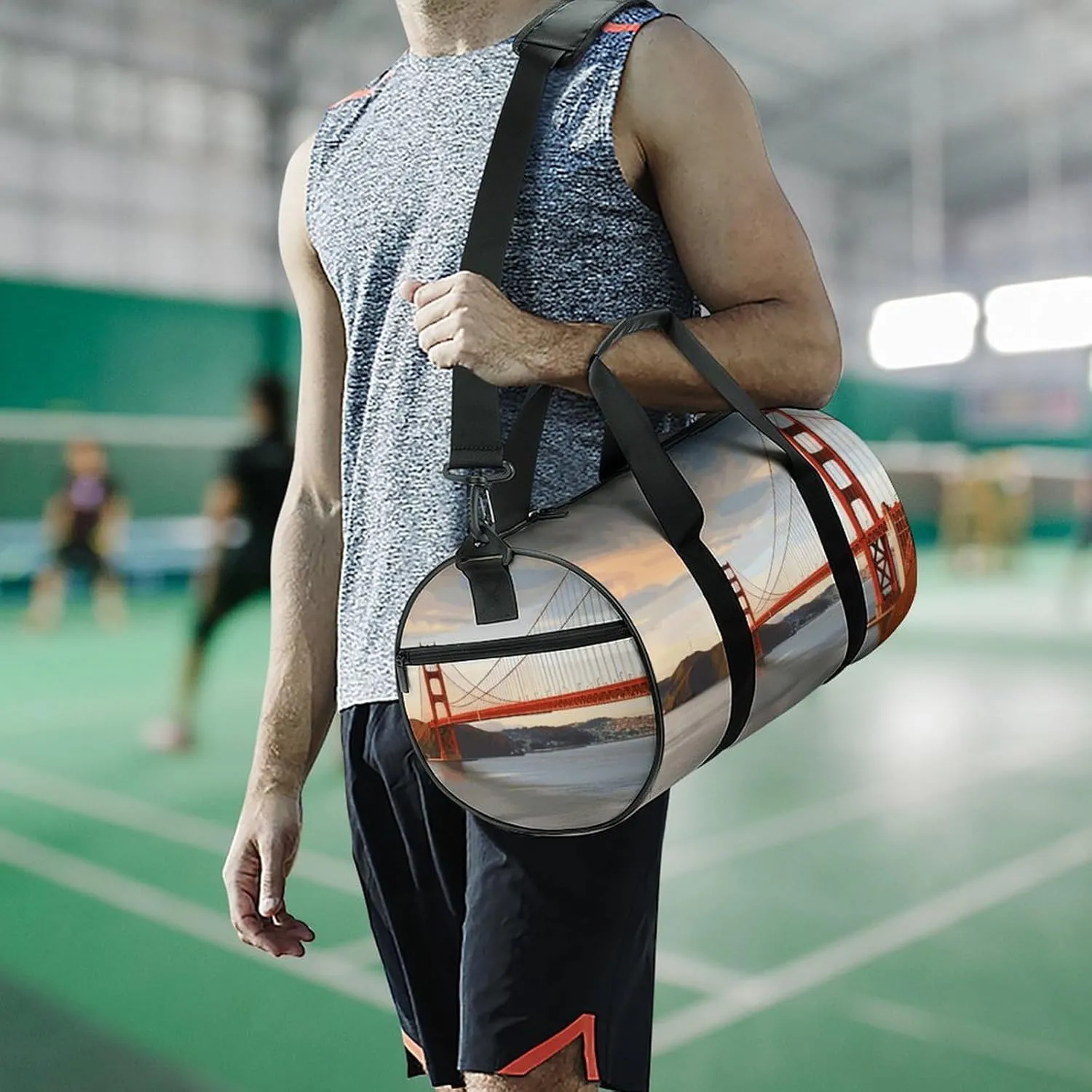 Gym Bag for Men Women Golden Gate Bridge Duffel Bag Overnight Bag with Compartment Gym Sackpac