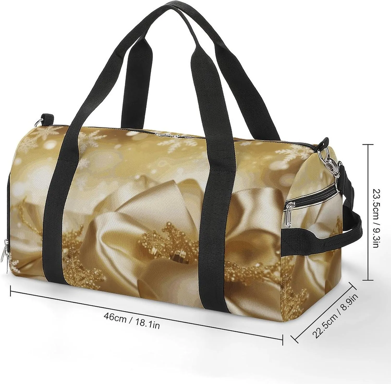 Gym Bags Small Gold Silk Christmas Duffel Bag Overnight Bag with Shoe Compartment Carryon Bag for Men Women