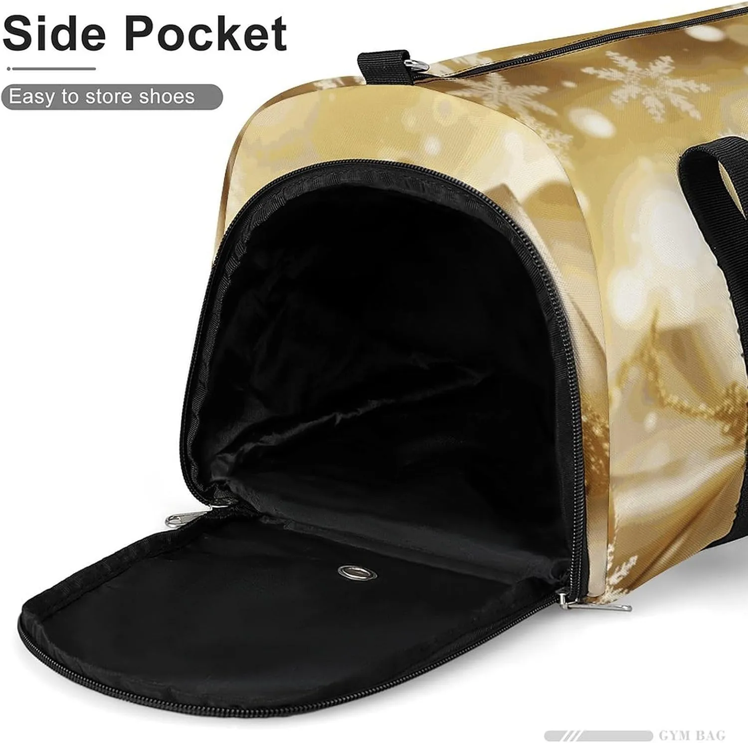 Gym Bags Small Gold Silk Christmas Duffel Bag Overnight Bag with Shoe Compartment Carryon Bag for Men Women