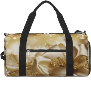 Gym Bags Small Gold Silk Christmas Duffel Bag Overnight Bag with Shoe Compartment Carryon Bag for Men Women
