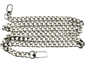 HAHIYO Purse Chain Strap Length 55.1 inches Bright Silver for Shoulder Cross Body Sling Purse Handbag Clutch Replacement Strap Comfortable Flat 0.4” Wide Enough 2.4mm Extra Thick Metal Strap 1 Pack