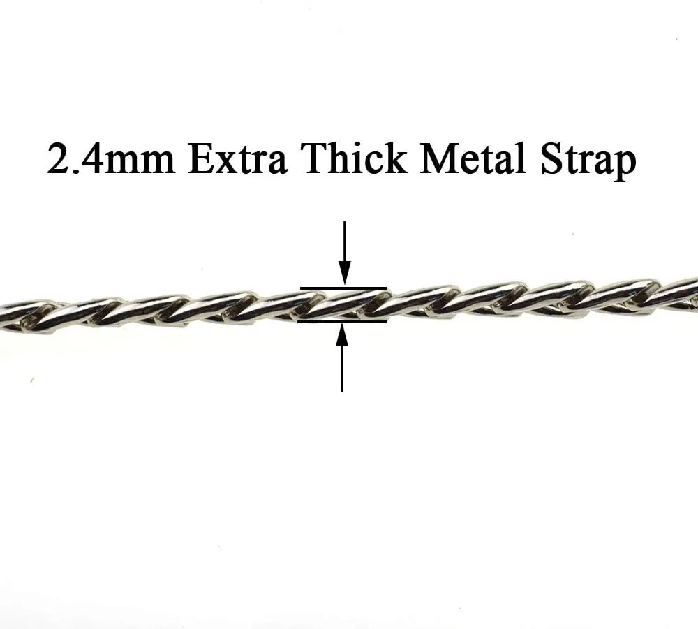 HAHIYO Purse Chain Strap Length 55.1 inches Bright Silver for Shoulder Cross Body Sling Purse Handbag Clutch Replacement Strap Comfortable Flat 0.4” Wide Enough 2.4mm Extra Thick Metal Strap 1 Pack