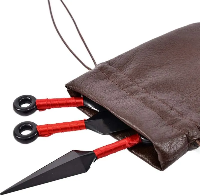 Haikyuu Medieval PU Leather Pouch Leather Drawstring Pouch Coin Purse Storage Renaissance Dice Bag (L, Brown)