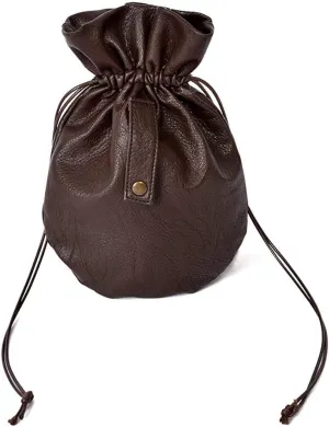 Haikyuu Medieval PU Leather Pouch Leather Drawstring Pouch Coin Purse Storage Renaissance Dice Bag (L, Brown)