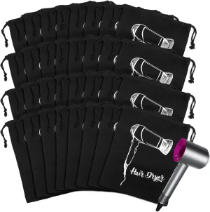 Hair Dryer Bags Bulk, Hairdryers Storage Drawstring Pouch, Blow Dryer Case Container Hairdryer and Styling Tools Accessories Bags for Hotel Home Travel Bathroom 13.7 x 11.8 in (32 PCS Black)