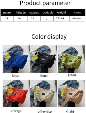 Handbags Oxford cloth nylon underarm purses Shoulder Acrylic chain pillow bags