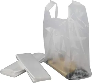 Handled T-Shirt Bag, Plastic Multi-Use Carryout Shopping Bags (320 Counts, Clear)