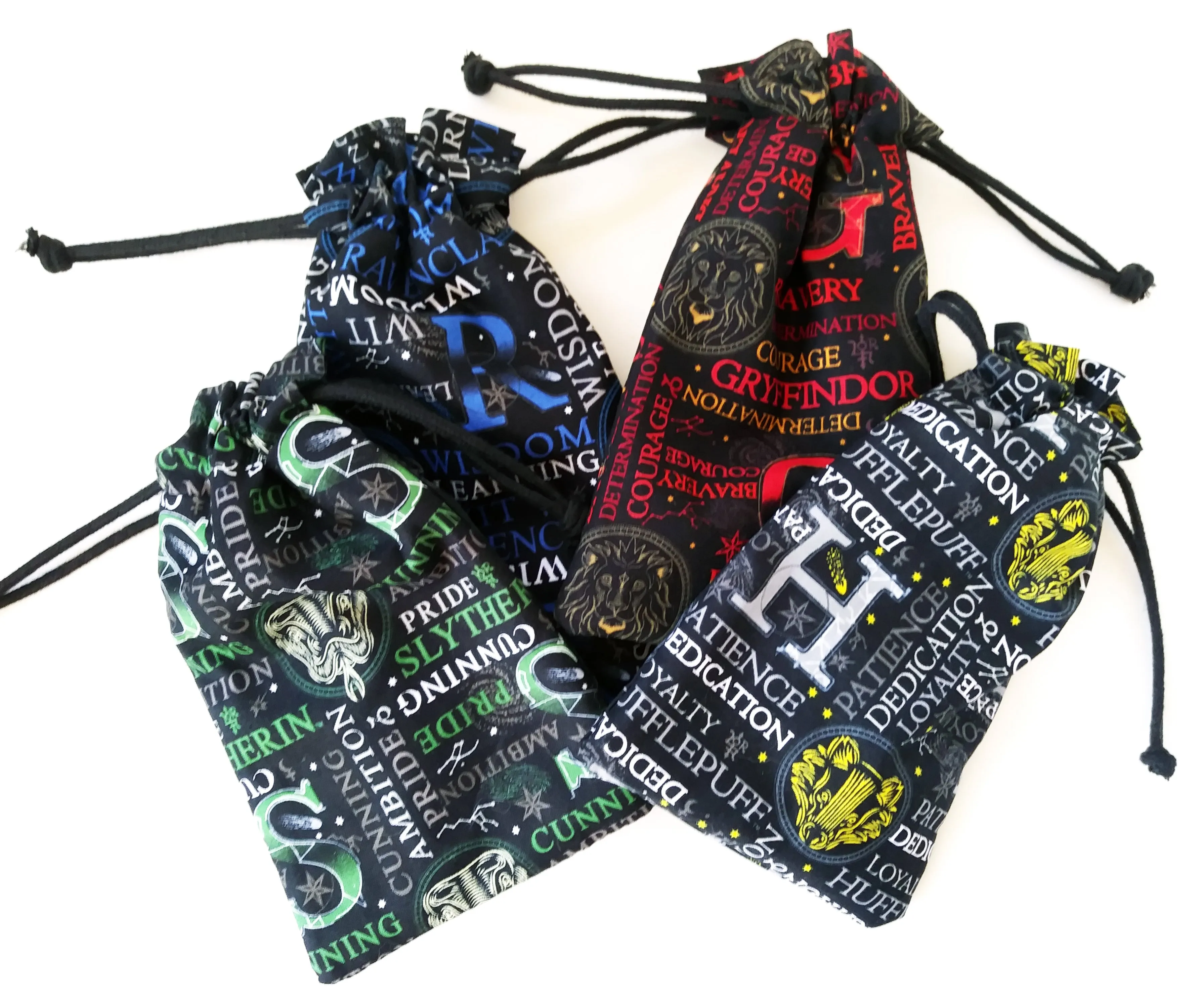 Handmade Drawstring bag - Black Gryffindor fabric
