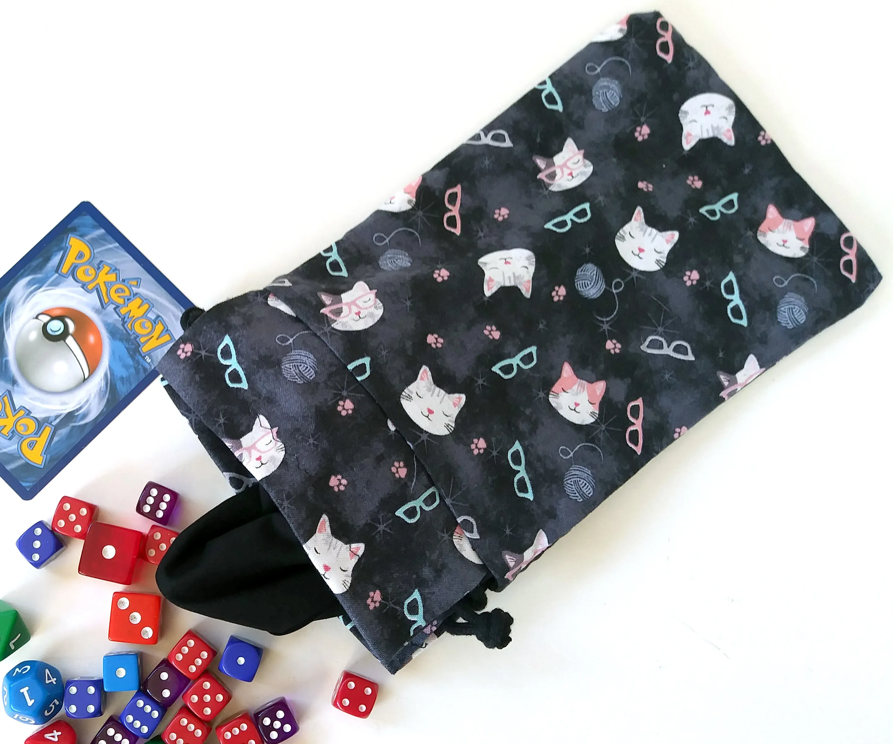 Handmade Drawstring bag - Cat Lady Print