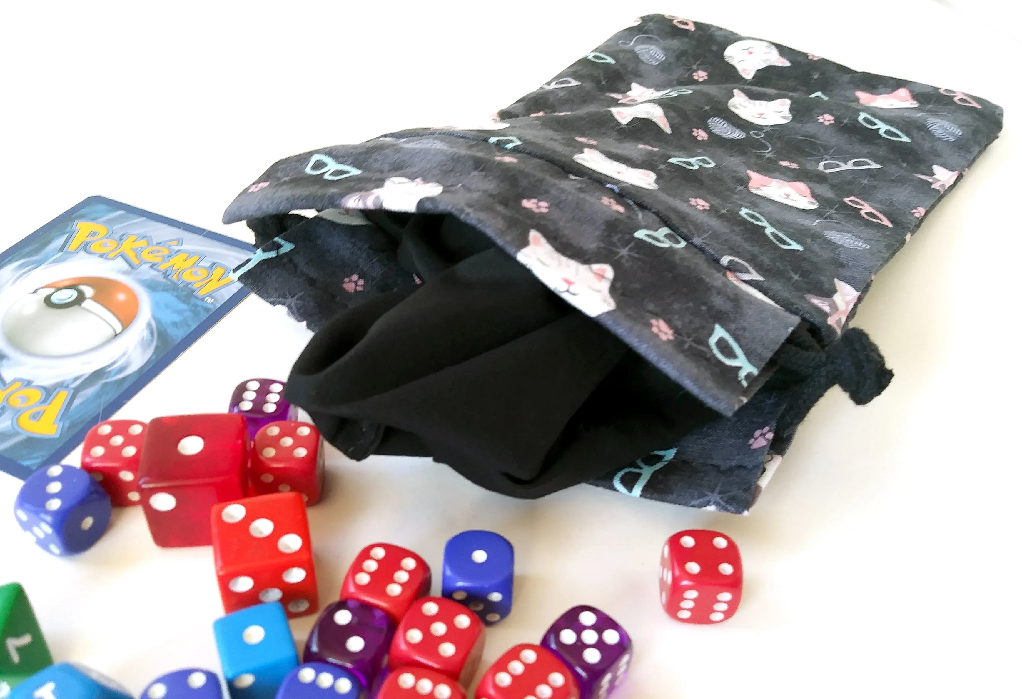 Handmade Drawstring bag - Cat Lady Print
