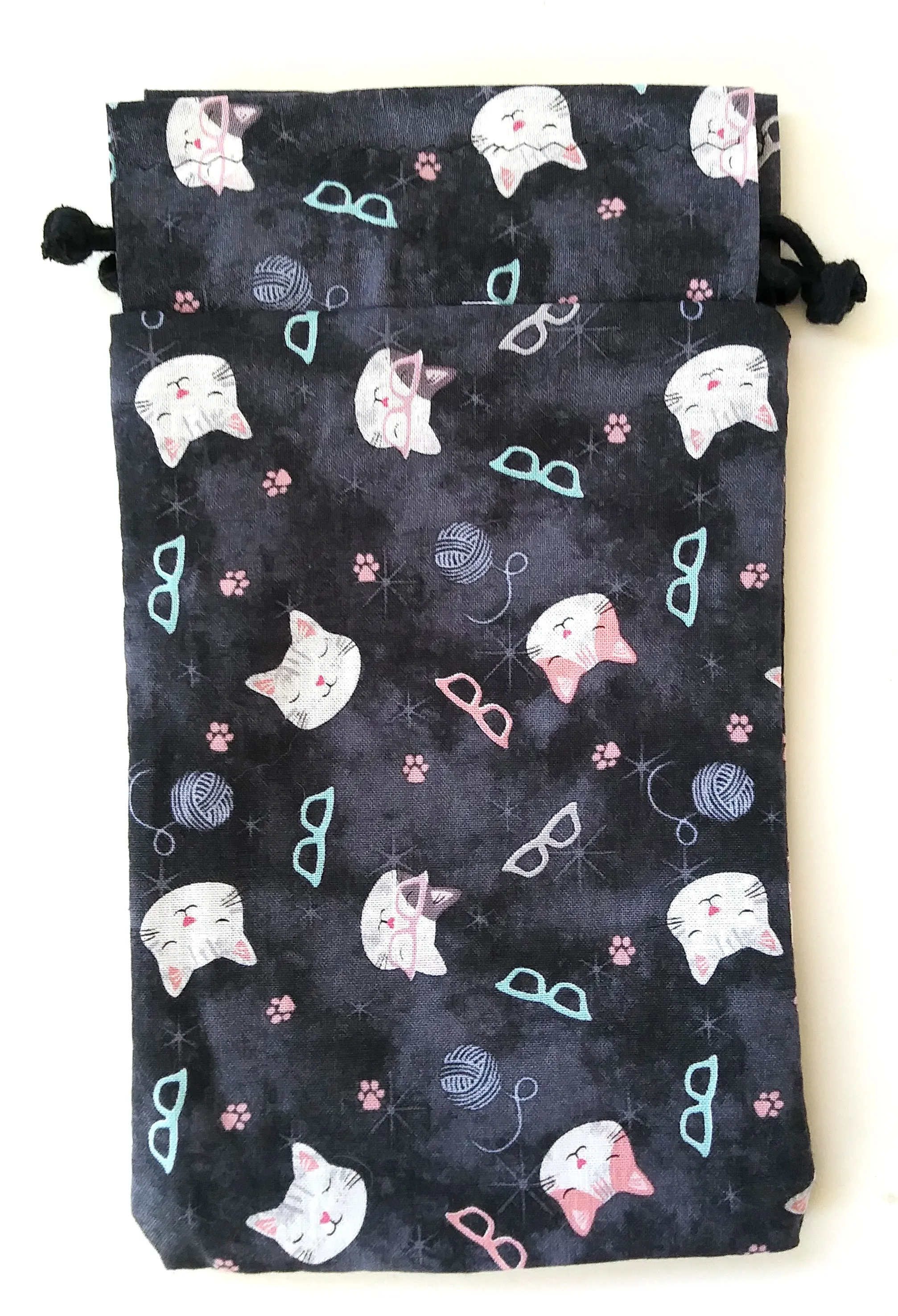Handmade Drawstring bag - Cat Lady Print