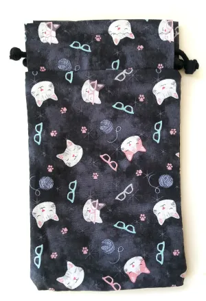 Handmade Drawstring bag - Cat Lady Print