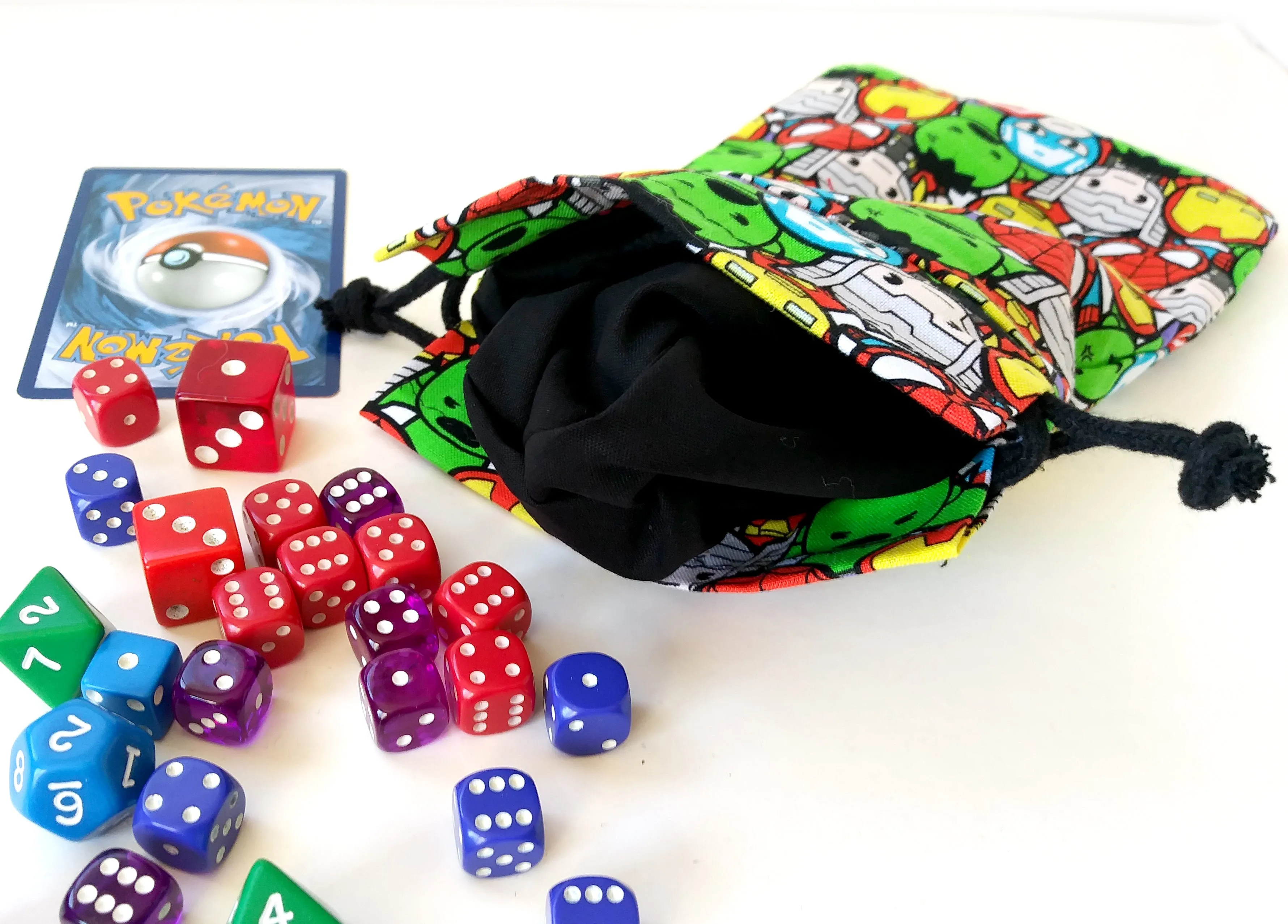 Handmade Drawstring bag - Pop Superheroes Print
