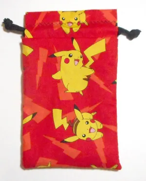 Handmade Drawstring bag - Red Pikachu print