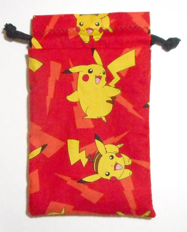 Handmade Drawstring bag - Red Pikachu print