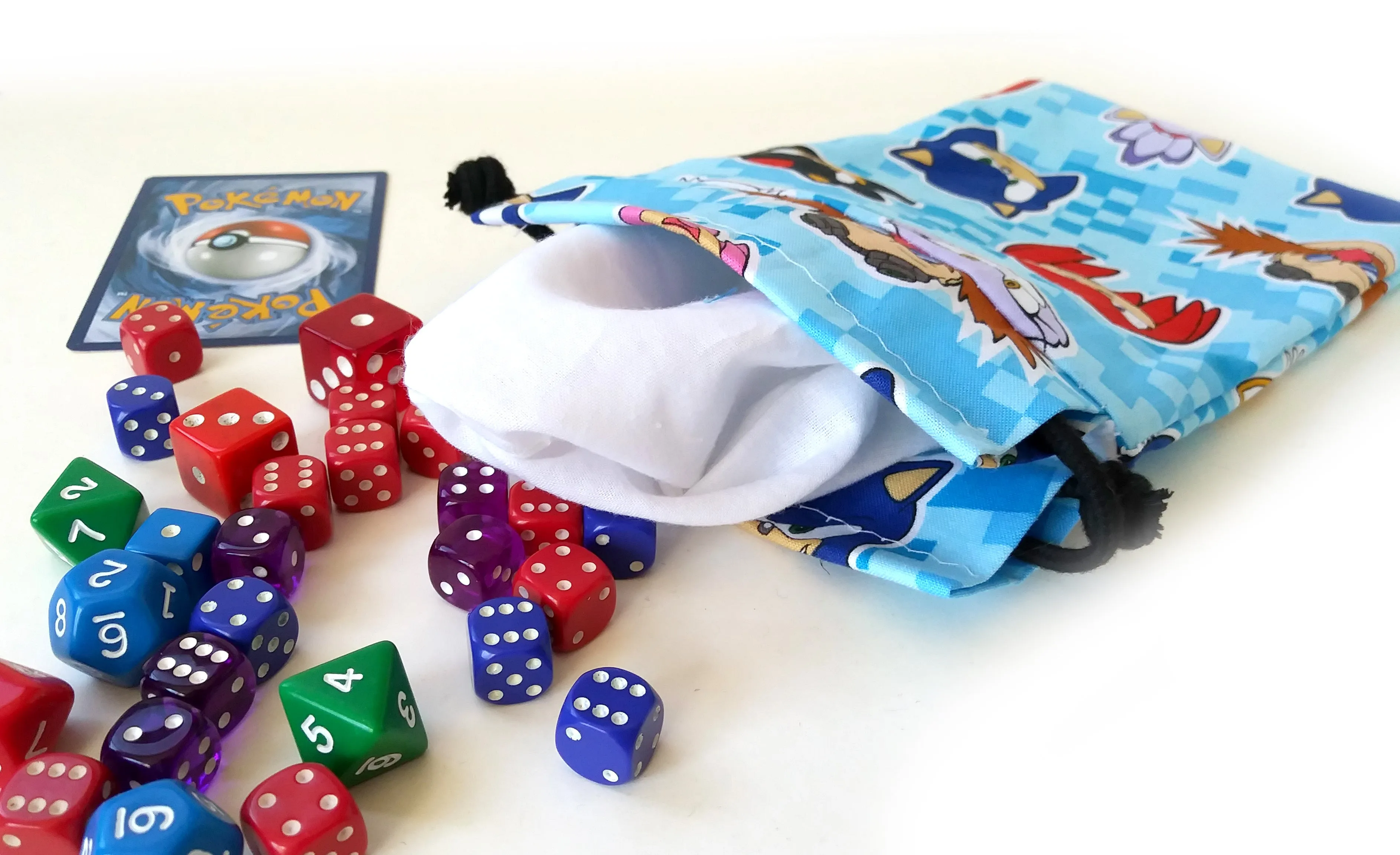 Handmade Drawstring bag - Sonic heads print