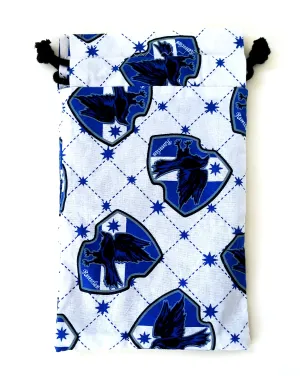 Handmade Drawstring bag -White Ravenclaw fabric