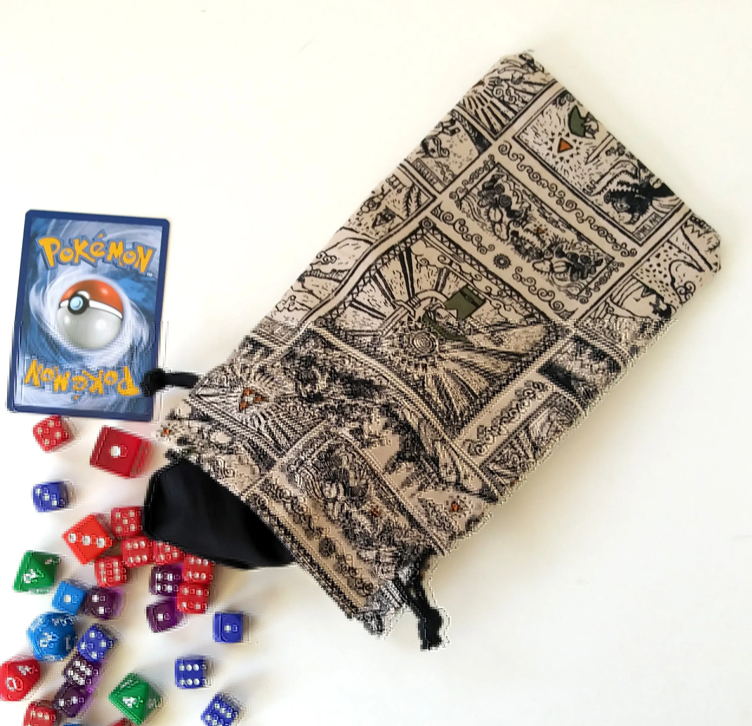 Handmade Drawstring bag - Zelda Ancient Print