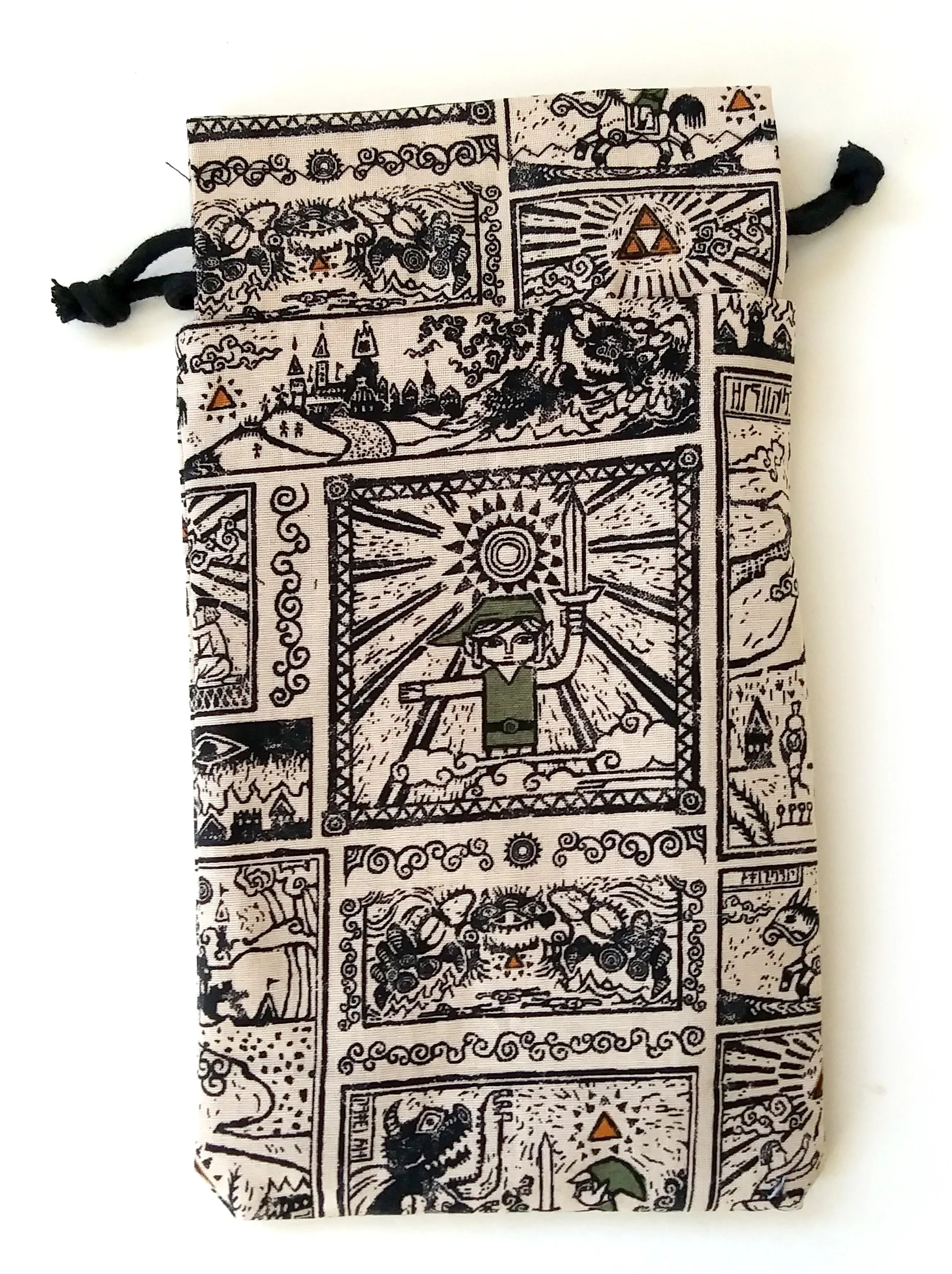 Handmade Drawstring bag - Zelda Ancient Print