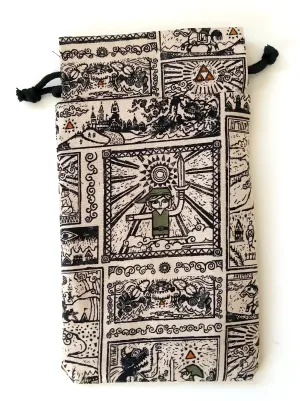 Handmade Drawstring bag - Zelda Ancient Print