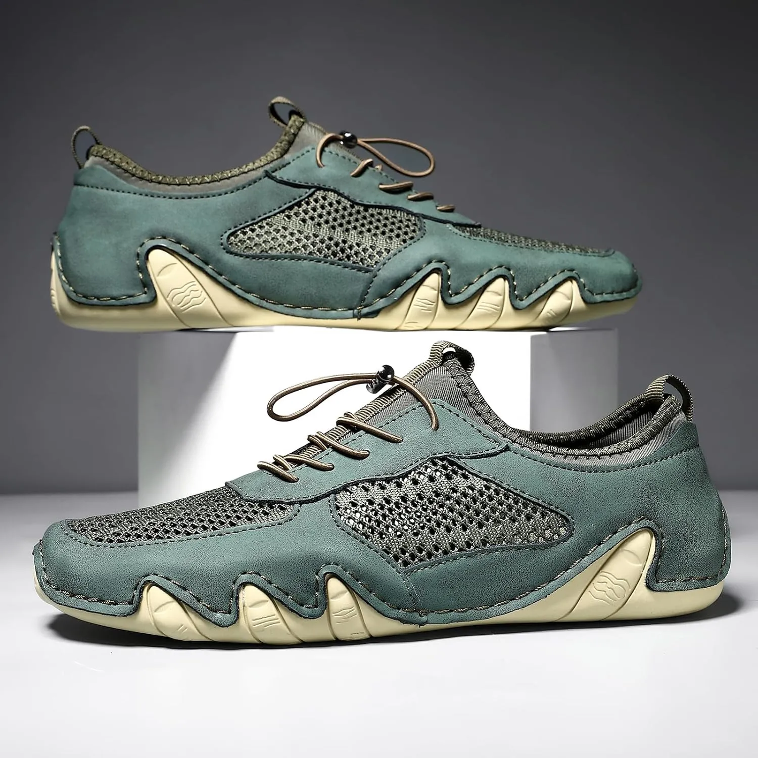 Handmade Men's Casual Driving Shoes - Breathable Mesh Slip-Ons for Walking, Driving & Daily Wear
