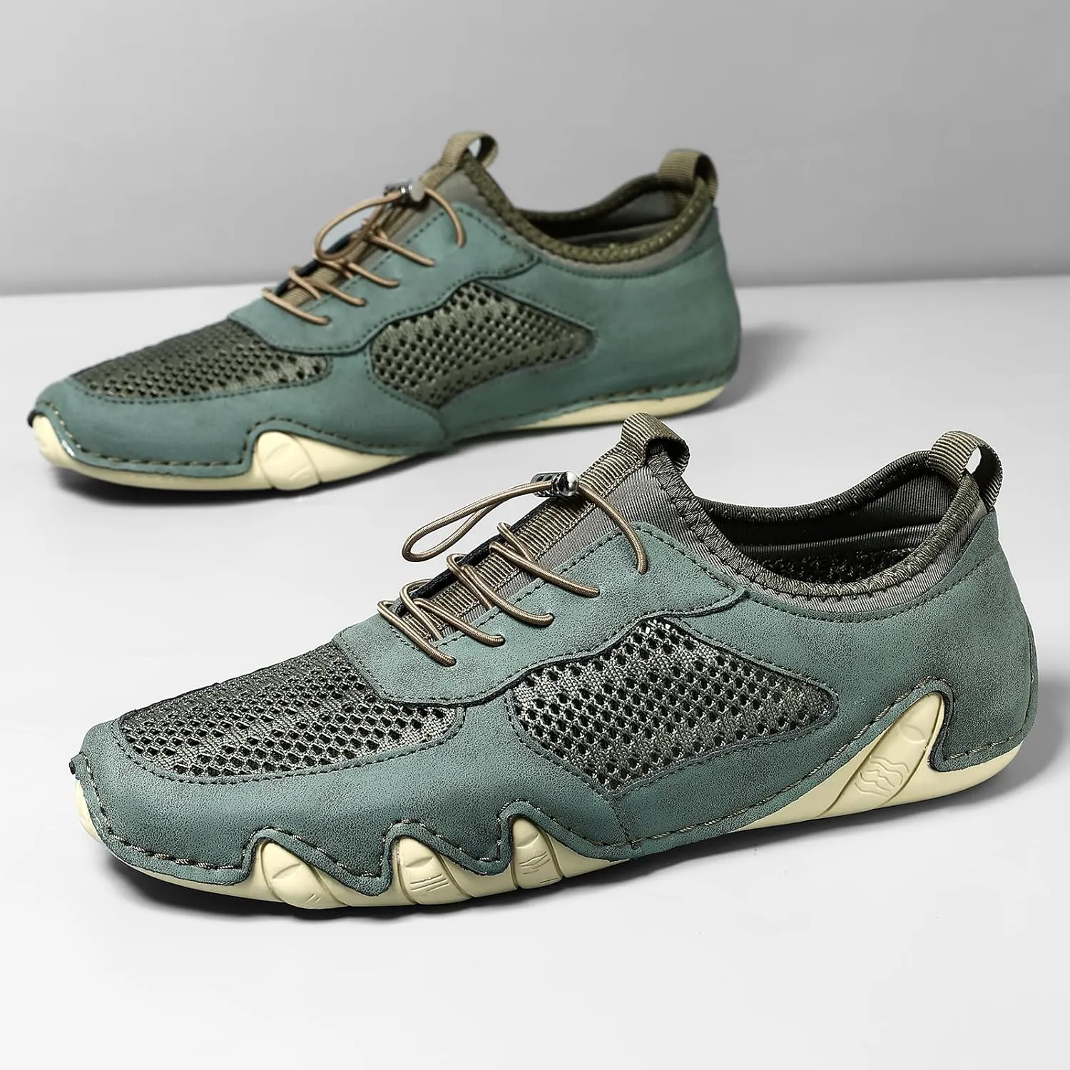 Handmade Men's Casual Driving Shoes - Breathable Mesh Slip-Ons for Walking, Driving & Daily Wear