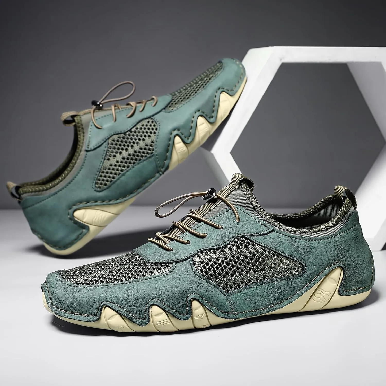 Handmade Men's Casual Driving Shoes - Breathable Mesh Slip-Ons for Walking, Driving & Daily Wear