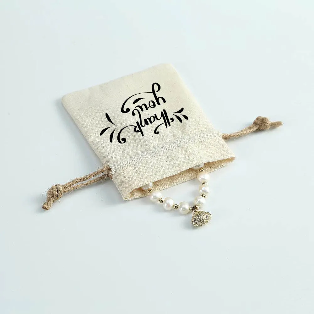 Handmakers Canvas Drawstring bag | Thank you Print Gift Bags Set of 20