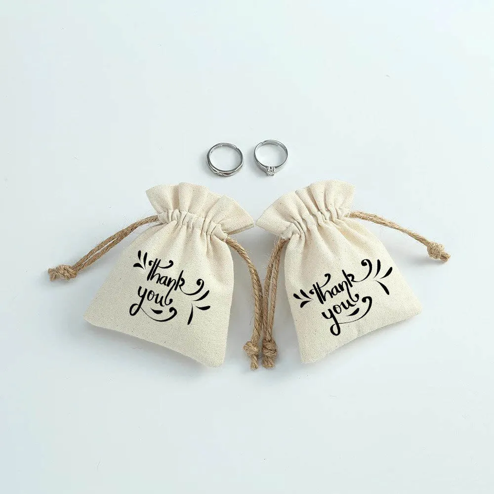 Handmakers Canvas Drawstring bag | Thank you Print Gift Bags Set of 20