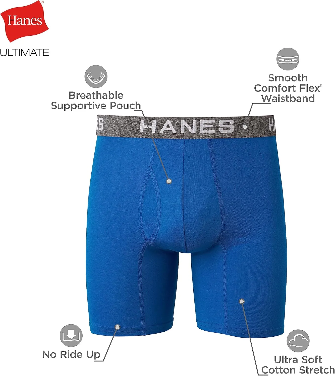 Hanes Men's Comfort Flex Fit Boxer Briefs, Ultra Soft Cotton Modal Blend Underwear, 4-pack