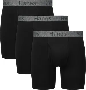 Hanes Men's Stay Dry Pouch, Cotton Stretch Boxer Brief with Leak Protection, 3-Pack