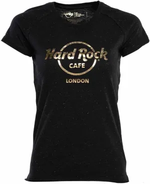 Hard Rock Women's Gold Thread and Foil Logo Tee Black