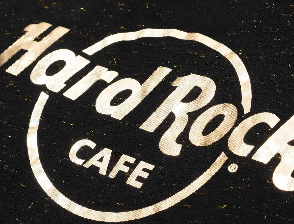 Hard Rock Women's Gold Thread and Foil Logo Tee Black